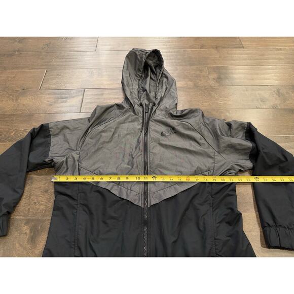 Nike Womens Black Gray Windrunner Chambray Hooded Full Zip Jacket L 856037-010 - Picture 10 of 10